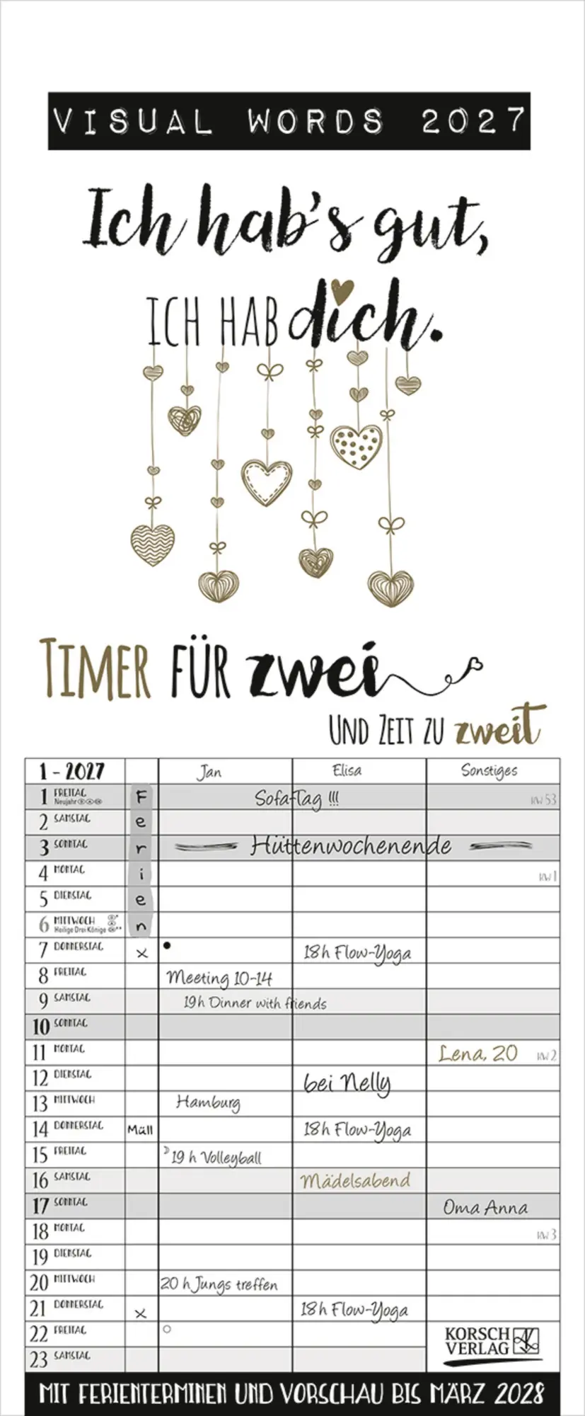Cover: 9783819301612 | Visual Words Timer für 2 2027 | Verlag Korsch | Kalender | 14 S.