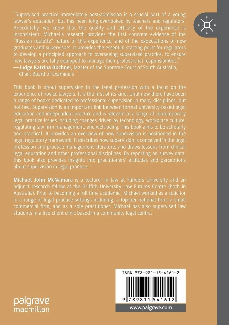 Rückseite: 9789811541612 | Supervision in the Legal Profession | Michael John McNamara | Buch