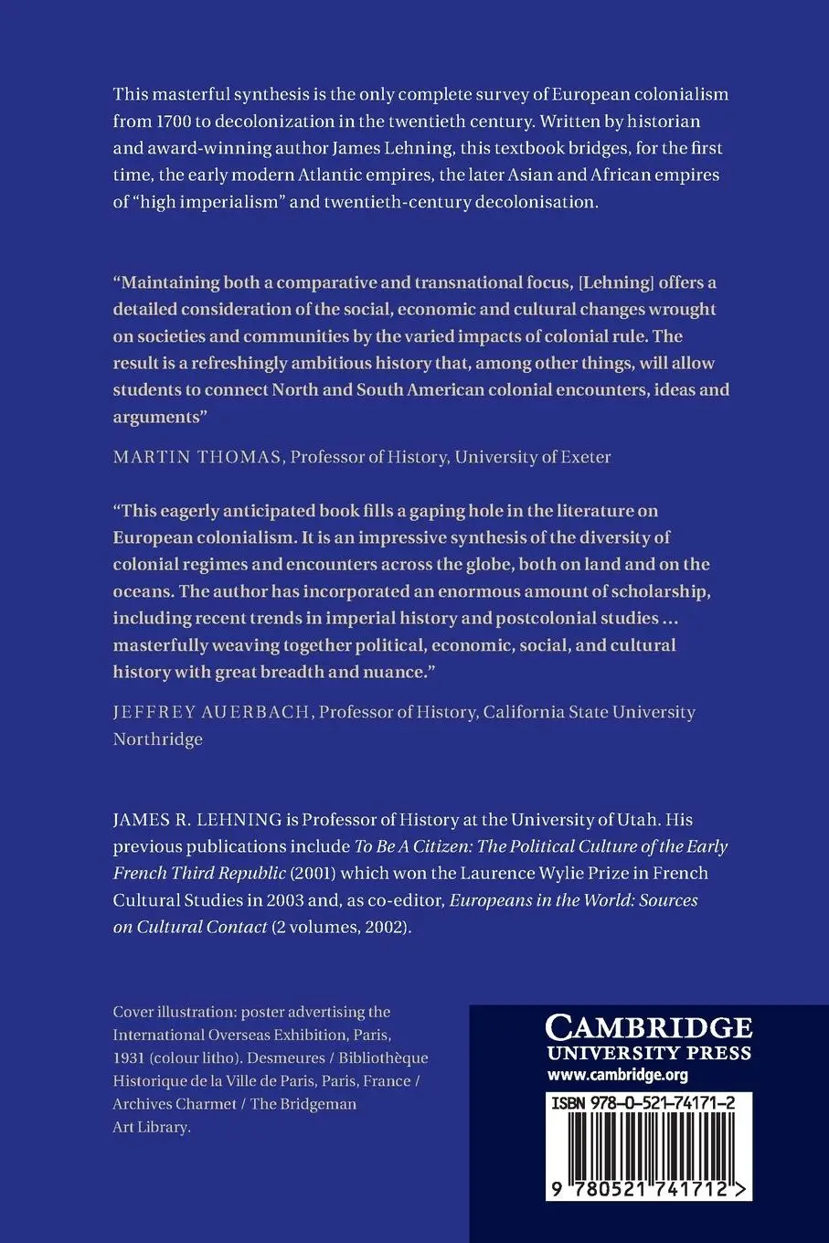 Rückseite: 9780521741712 | European Colonialism since 1700 | James Lehning | Taschenbuch | 2013