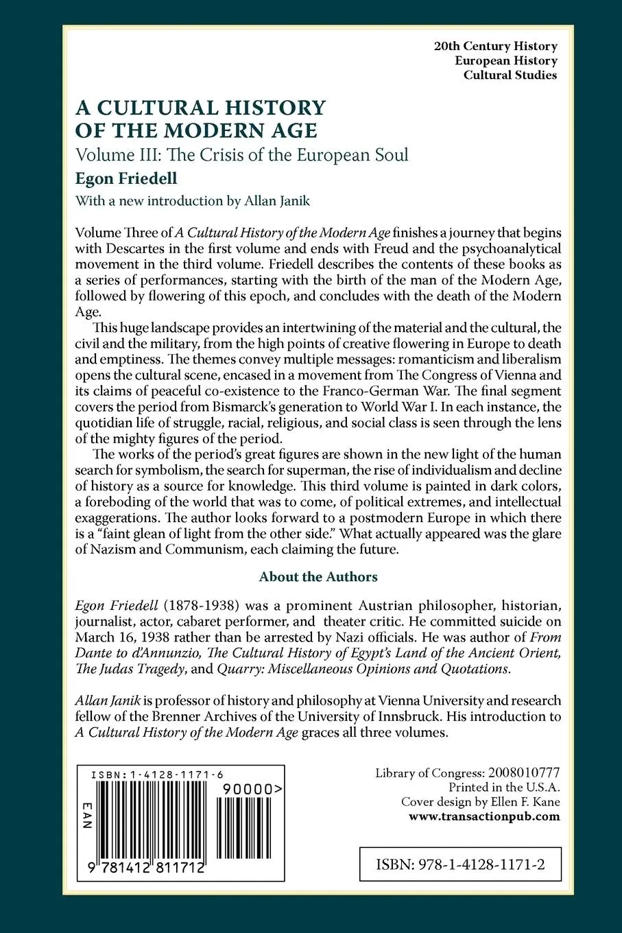Rückseite: 9781412811712 | A Cultural History of the Modern Age | The Crisis of the European Soul