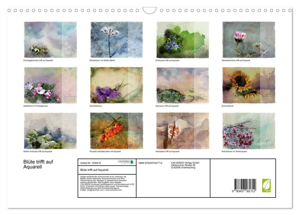 Bild: 9783457261712 | Blüte trifft auf Aquarell (Wandkalender 2026 DIN A3 quer), CALVENDO...