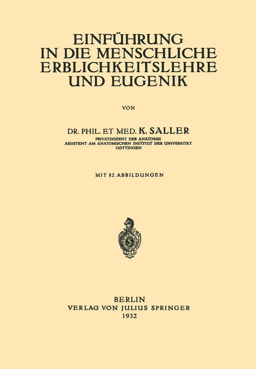 Cover: 9783540011712 | Einführung in die Menschliche Erblichkeitslehre und Eugenik | Saller