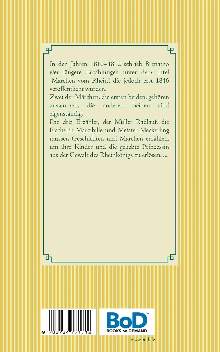 Rückseite: 9783734771712 | Rheinmärchen | Vier Erzählungen | Clemens Brentano | Taschenbuch