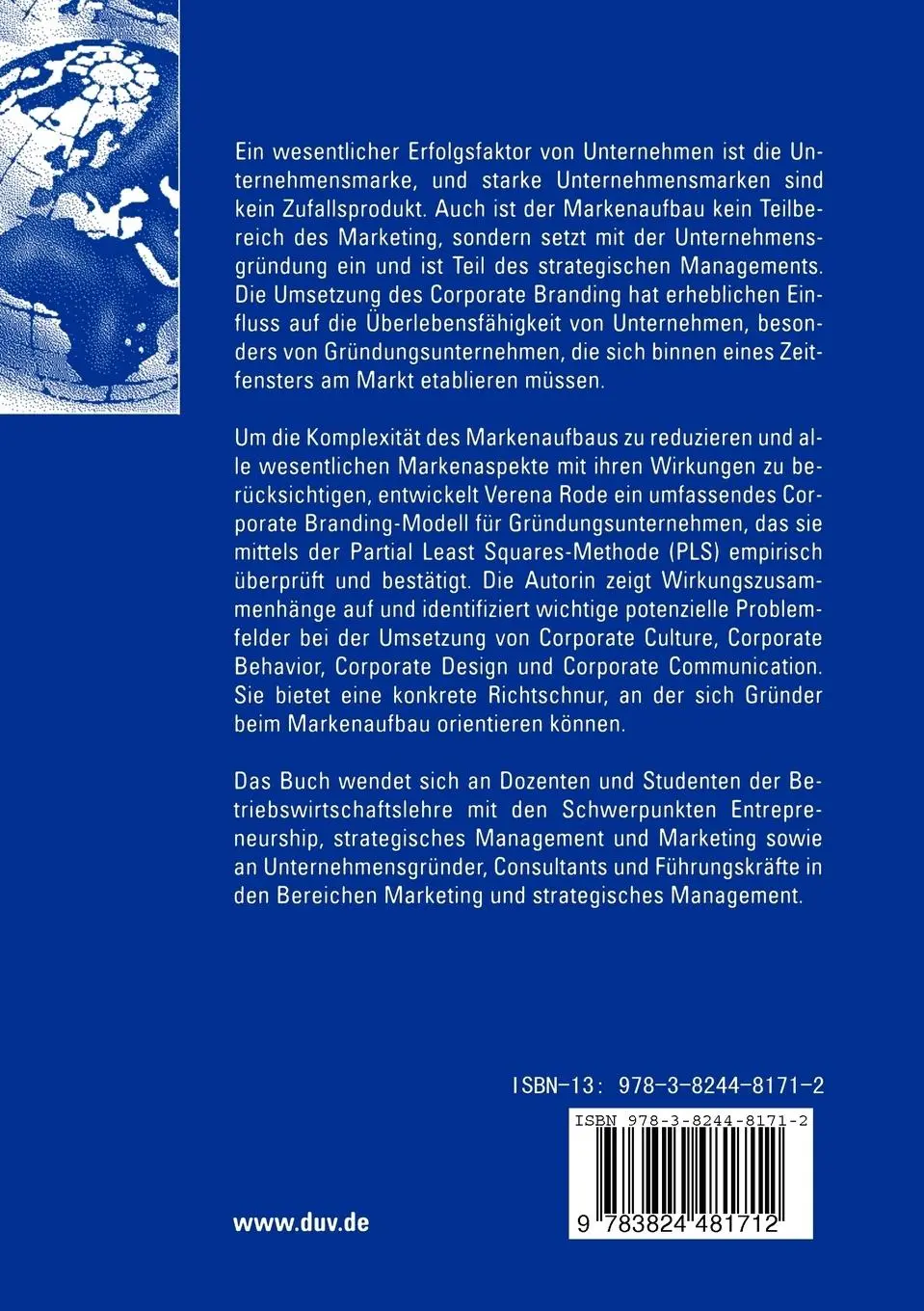 Rückseite: 9783824481712 | Corporate Branding von Gründungsunternehmen | Verena Rode | Buch