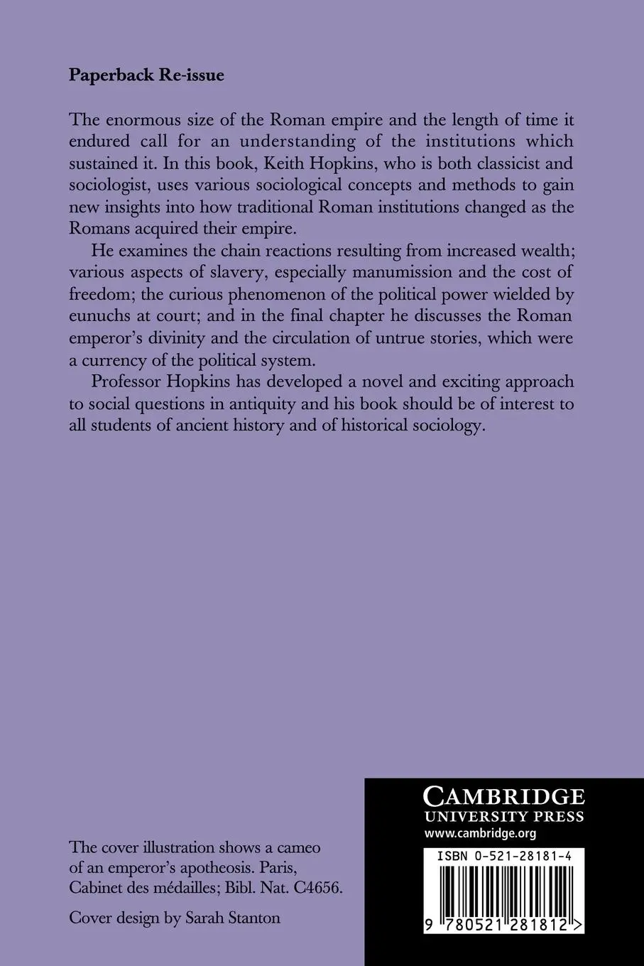 Rückseite: 9780521281812 | Conquerors and Slaves | Keith Hopkins | Taschenbuch | Englisch | 2007