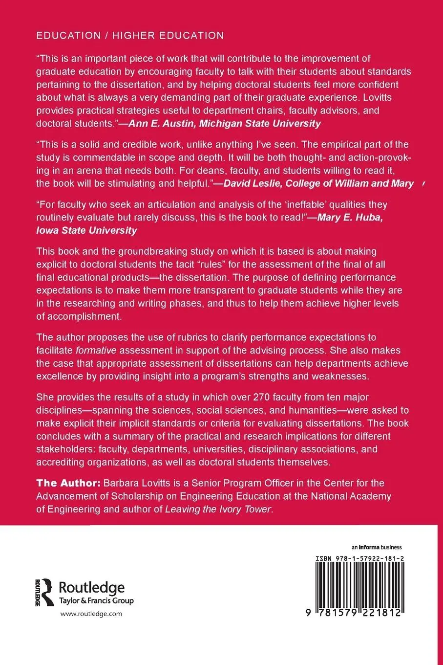 Rückseite: 9781579221812 | Making the Implicit Explicit | Barbara E. Lovitts | Taschenbuch | 2007