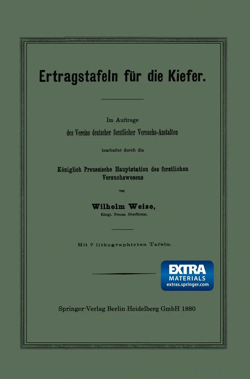Cover: 9783662321812 | Ertragstafeln für die Kiefer | Wilhelm Weise | Taschenbuch | vi