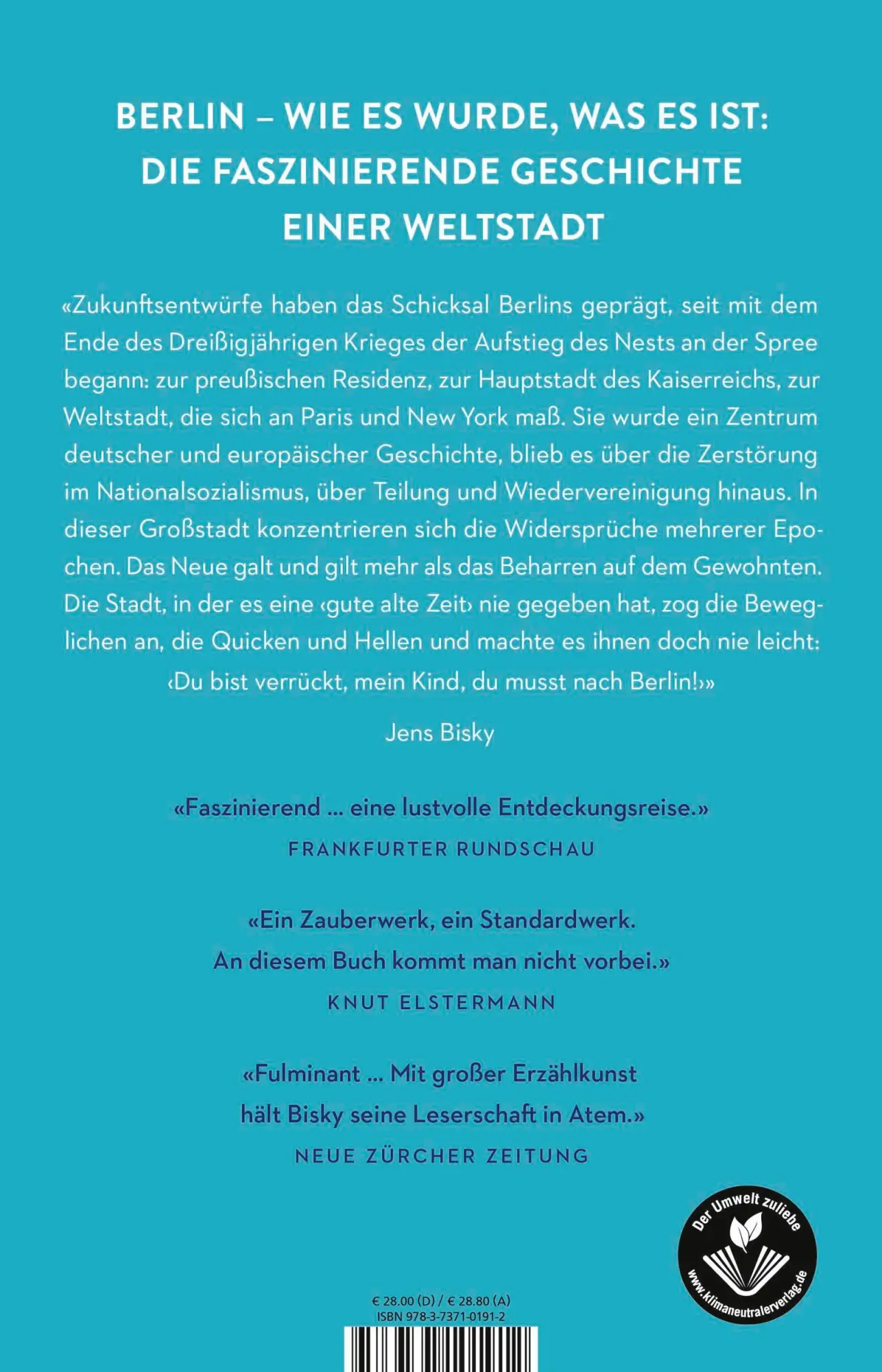 Rückseite: 9783737101912 | Berlin | Biographie einer großen Stadt Erweiterte Neuausgabe | Bisky