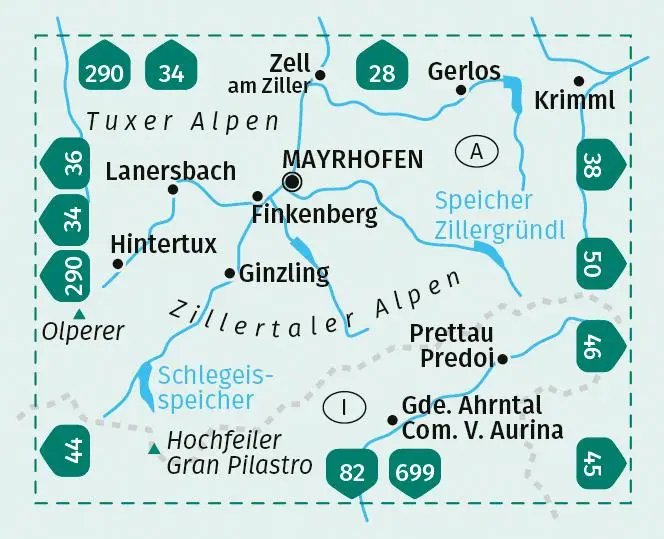 Bild: 9783991541912 | KOMPASS Wanderkarte 37 Zillertaler Alpen, Tuxer Alpen 1:50.000 | 2024