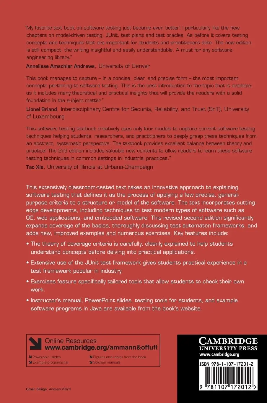 Rückseite: 9781107172012 | Introduction to Software Testing | Paul Ammann (u. a.) | Buch | 2016