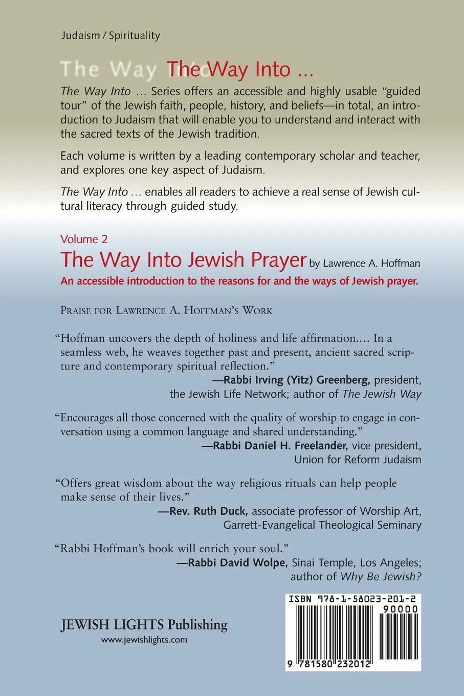 Rückseite: 9781580232012 | The Way Into Jewish Prayer | Rabbi Lawrence A. Hoffman | Taschenbuch