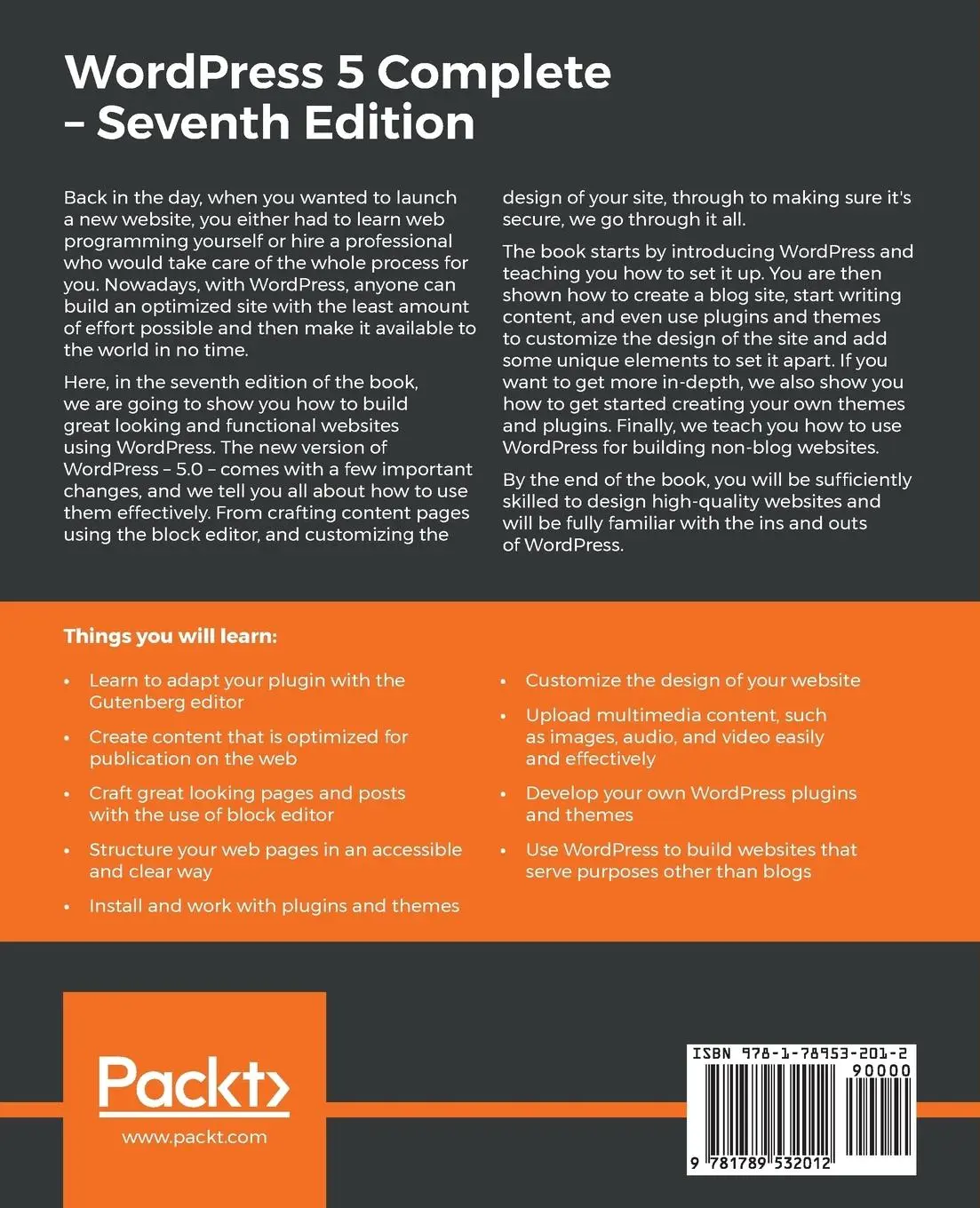 Rückseite: 9781789532012 | WordPress 5 Complete - Seventh Edition | Karol Król | Taschenbuch