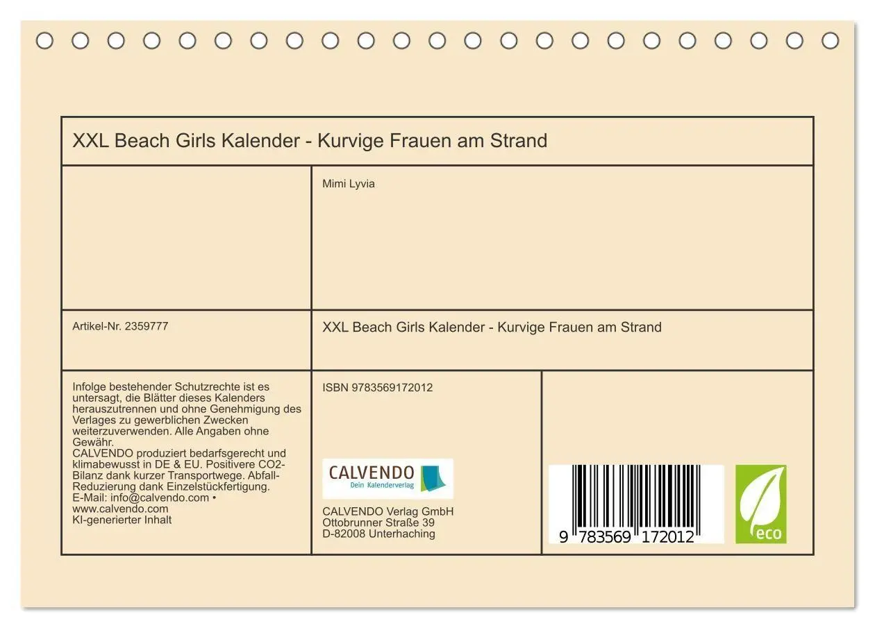 Bild: 9783569172012 | XXL Beach Girls Kalender - Kurvige Frauen am Strand (Tischkalender...