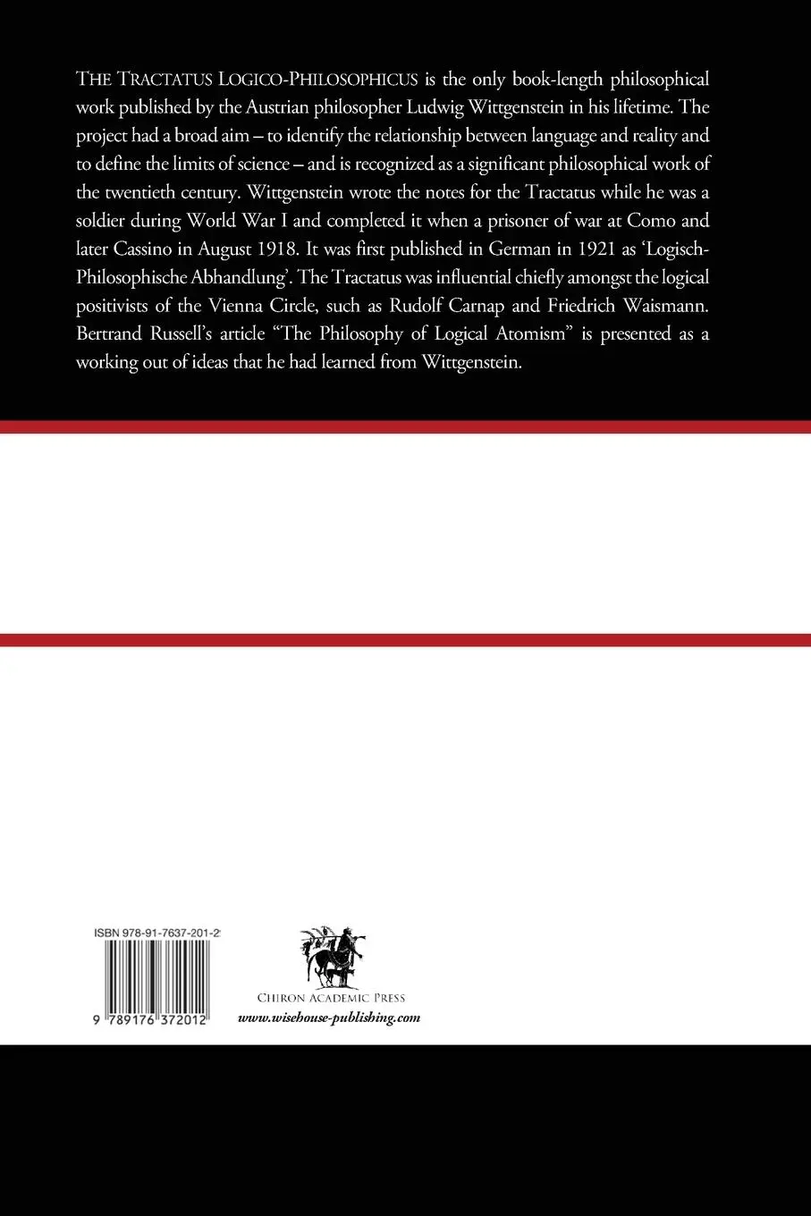 Rückseite: 9789176372012 | Tractatus Logico-Philosophicus (Chiron Academic Press - The...