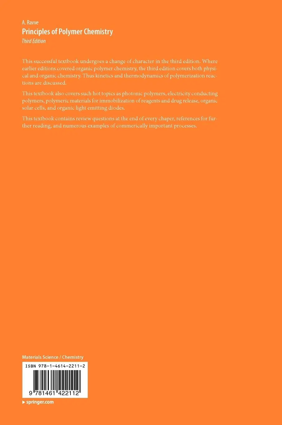 Rückseite: 9781461422112 | Principles of Polymer Chemistry | A. Ravve | Buch | xv | Englisch