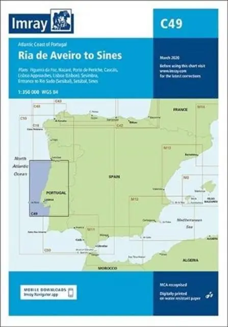Cover: 9781786792112 | Imray Chart C49 | Ria de Aveiro to Sines - Atlantic Coast of Portugal