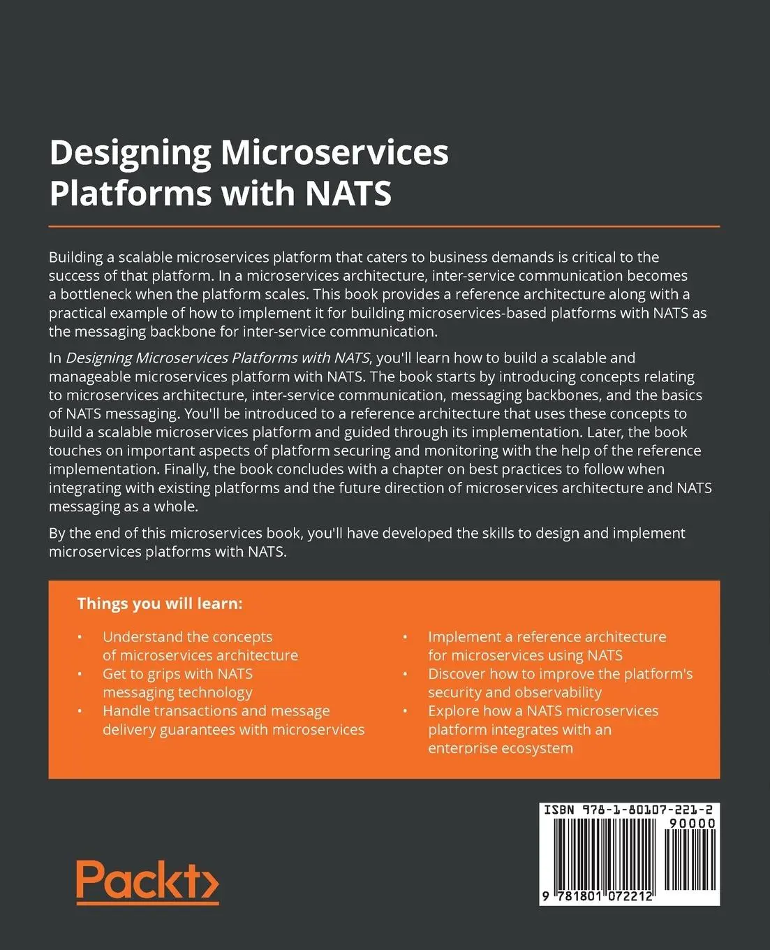 Rückseite: 9781801072212 | Designing Microservices Platforms with NATS | Chanaka Fernando | Buch