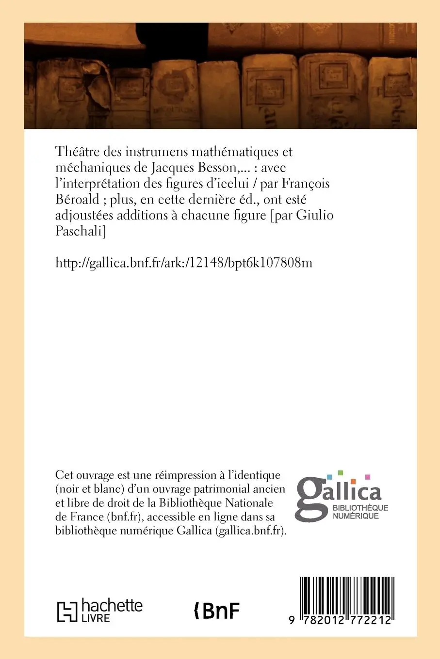 Rückseite: 9782012772212 | Théâtre Des Instrumens Mathématiques Et Méchaniques de Jacques...