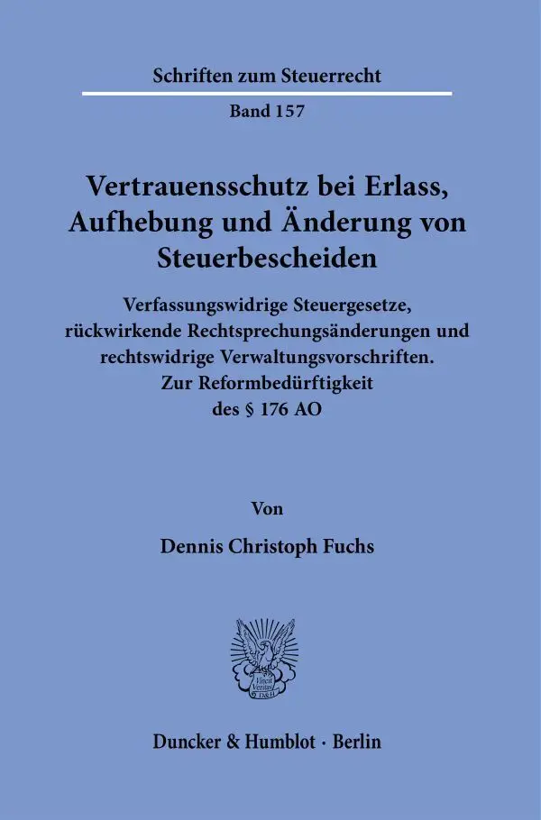 Cover: 9783428182312 | Vertrauensschutz bei Erlass, Aufhebung und Änderung von...