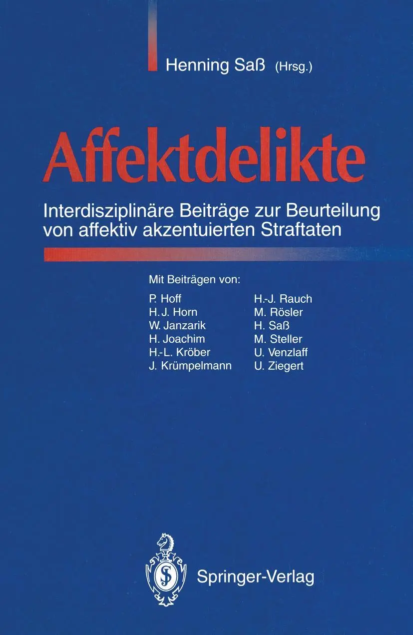 Cover: 9783540572312 | Affektdelikte | Henning Saß | Taschenbuch | x | Deutsch | 1993