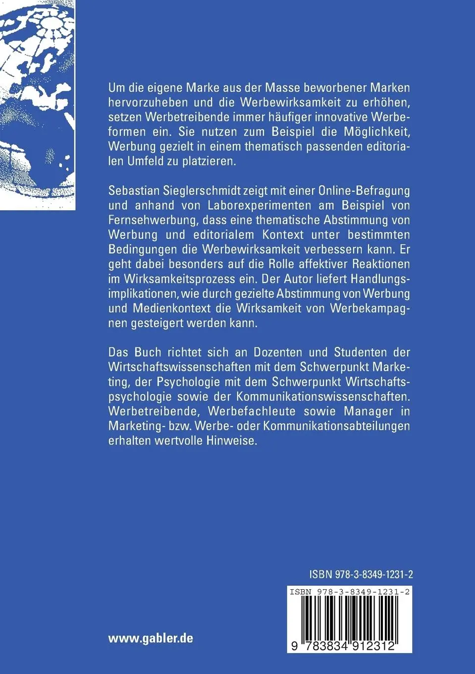 Rückseite: 9783834912312 | Werbung im thematisch passenden Medienkontext | Sieglerschmidt | Buch