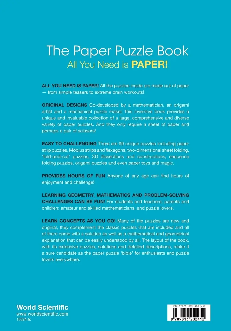 Rückseite: 9789813202412 | PAPER PUZZLE BOOK, THE | ALL YOU NEED IS PAPER! | Garibi | Taschenbuch