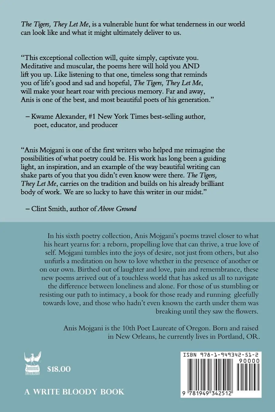 Rückseite: 9781949342512 | The Tigers, They Let Me | Anis Mojgani | Taschenbuch | Englisch | 2023