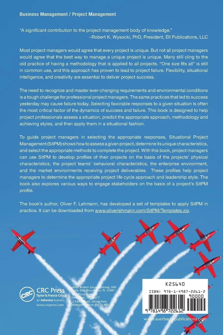 Rückseite: 9781498722612 | Situational Project Management | The Dynamics of Success and Failure