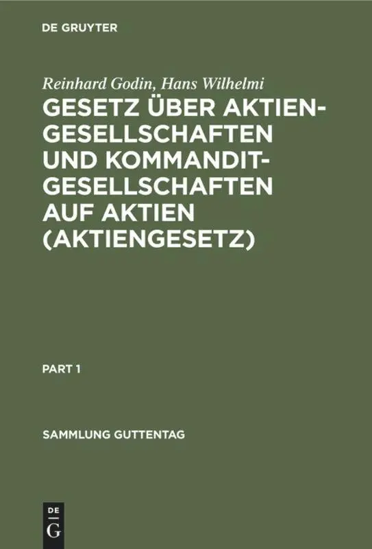 Cover: 9783111252612 | Gesetz über Aktiengesellschaften und Kommanditgesellschaften auf...