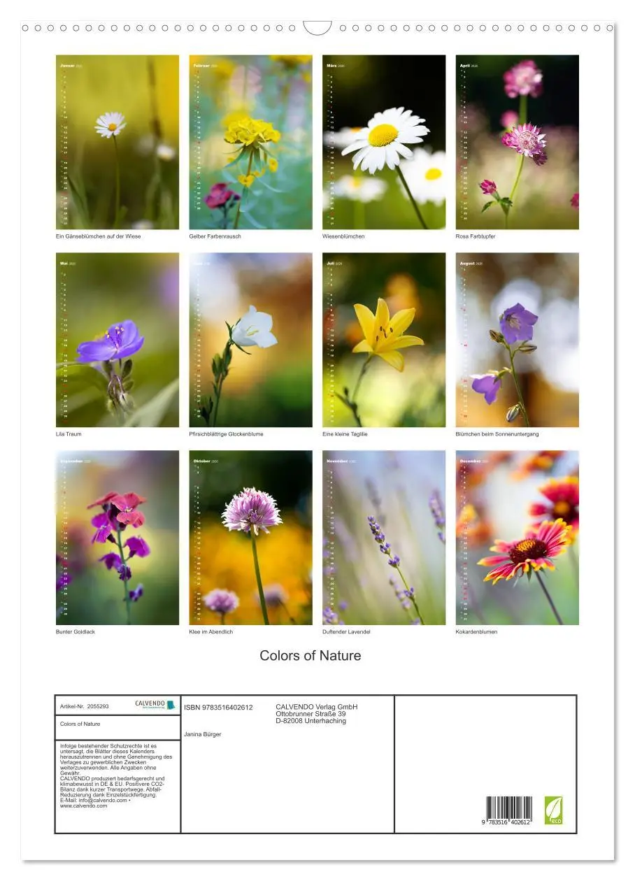 Bild: 9783516402612 | Colors of Nature (Wandkalender 2026 DIN A2 hoch), CALVENDO...
