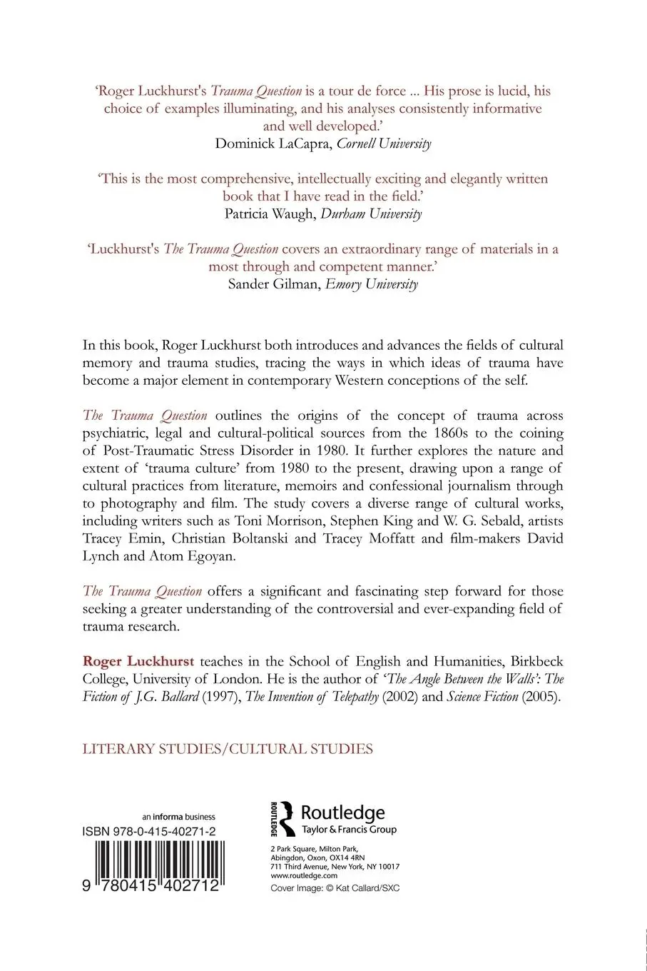 Rückseite: 9780415402712 | The Trauma Question | Roger Luckhurst | Taschenbuch | Englisch | 2008