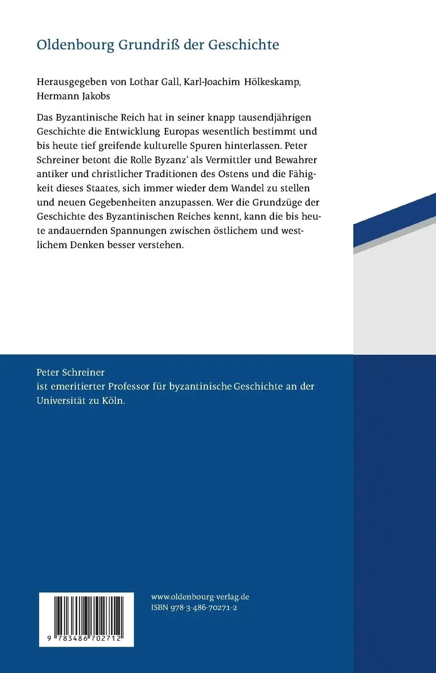 Rückseite: 9783486702712 | Byzanz 565-1453 | Peter Schreiner | Taschenbuch | XVI | Deutsch | 2011