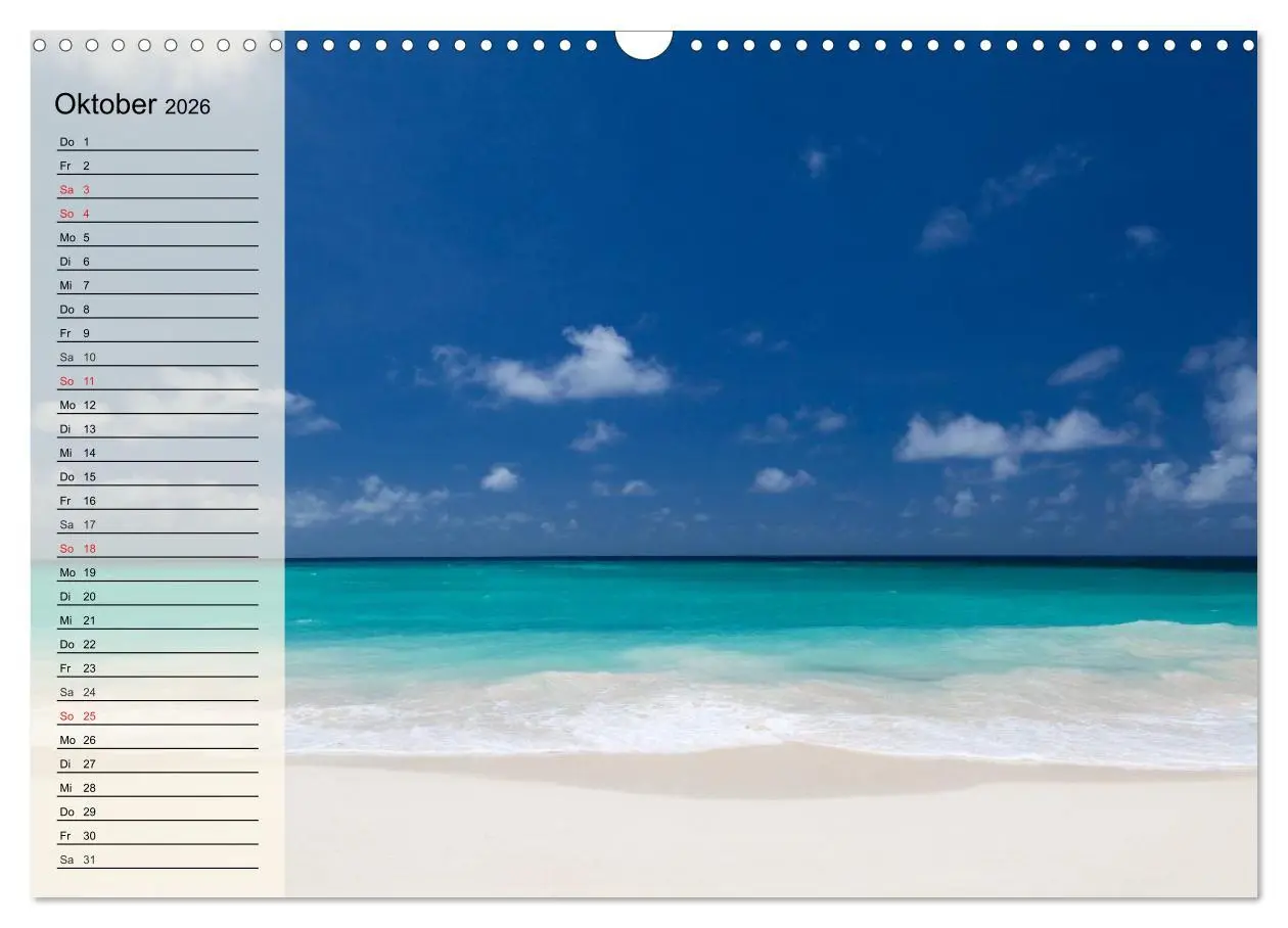 Bild: 9783516012712 | Traumstrände (Wandkalender 2026 DIN A3 quer), CALVENDO Monatskalender
