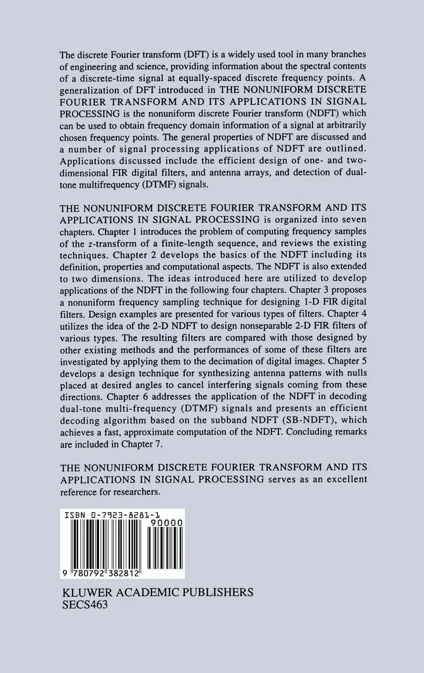 Rückseite: 9780792382812 | The Nonuniform Discrete Fourier Transform and Its Applications in...