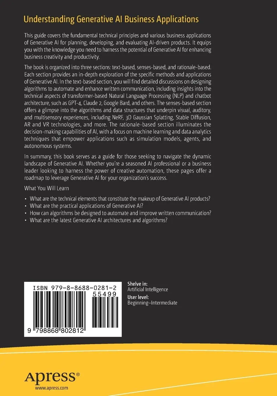 Rückseite: 9798868802812 | Understanding Generative AI Business Applications | Irena Cronin