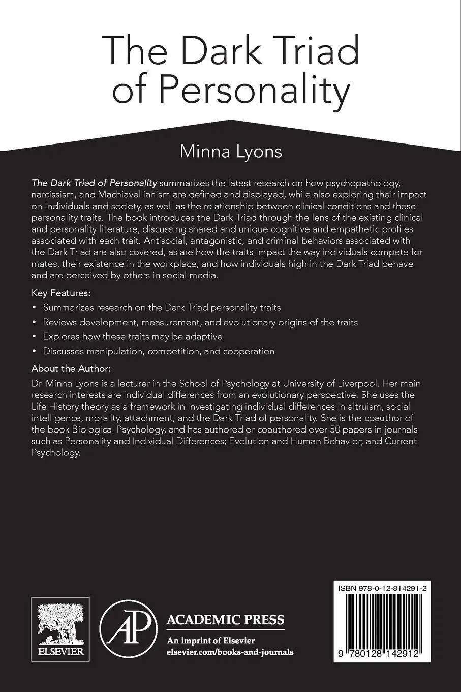 Rückseite: 9780128142912 | The Dark Triad of Personality | Minna Lyons | Taschenbuch | Englisch