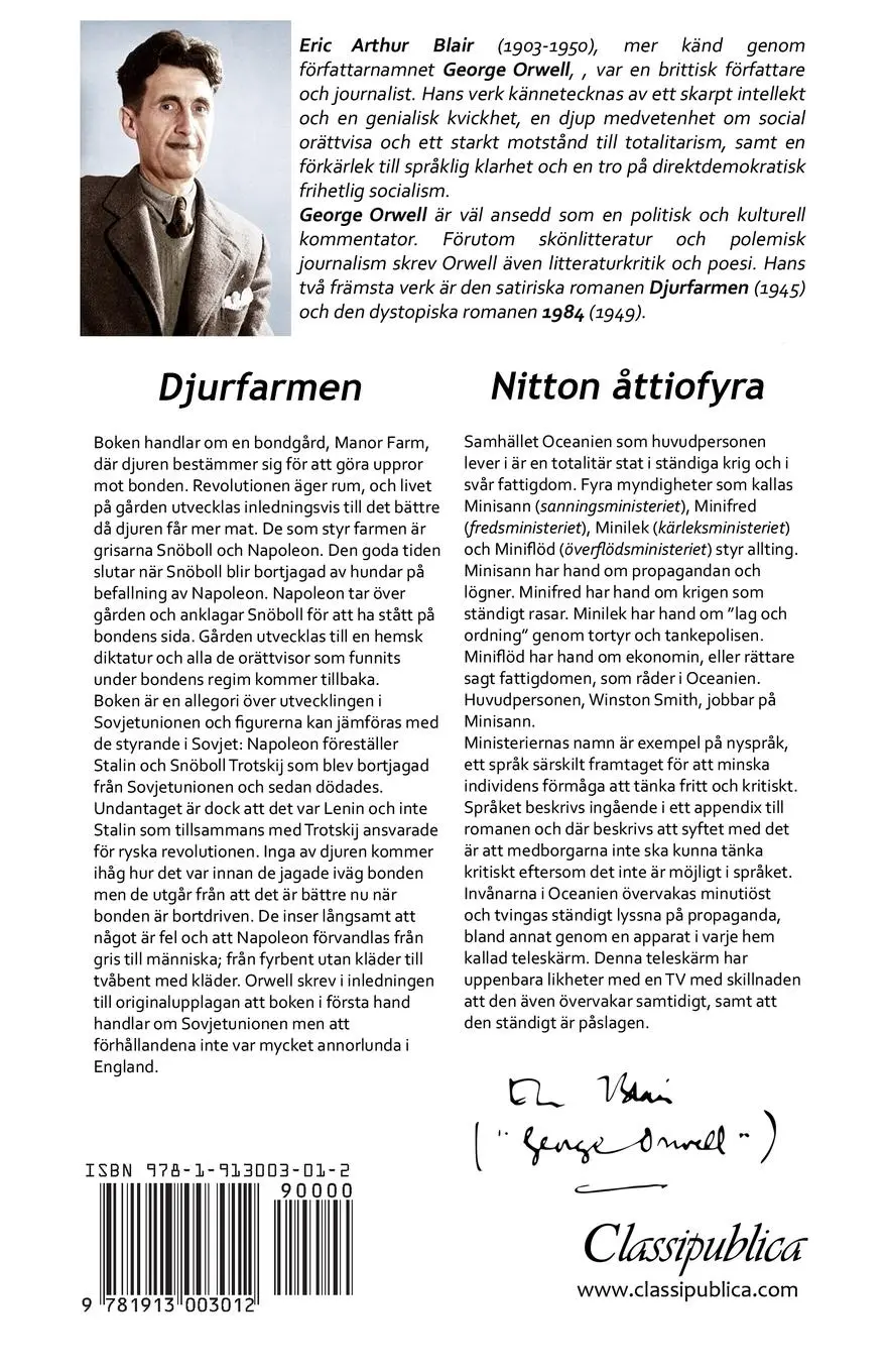 Rückseite: 9781913003012 | George Orwell - De två mästerverk | Djurfarmen - 1984 | George Orwell