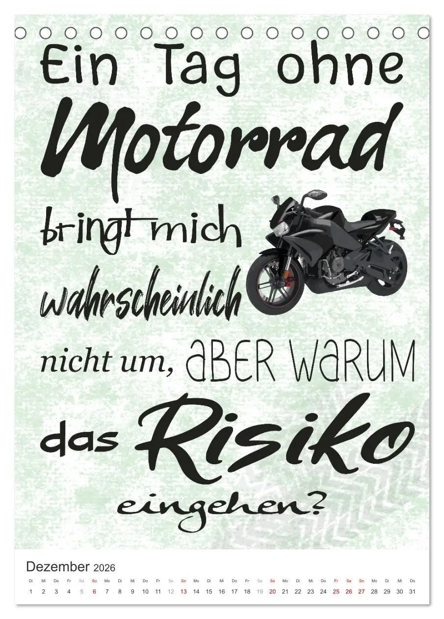 Bild: 9783516363012 | Coole Biker-Sprüche (Tischkalender 2026 DIN A5 hoch), CALVENDO...