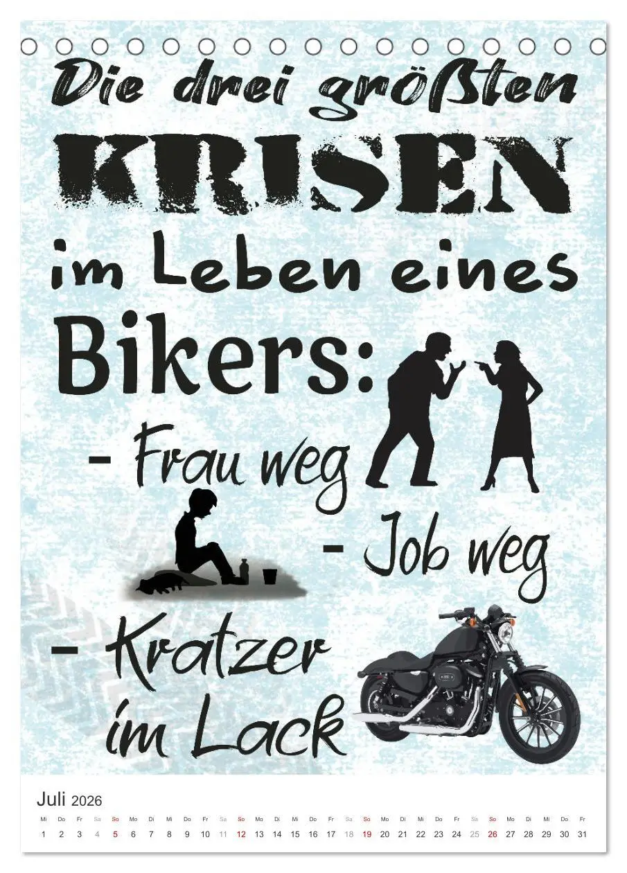 Bild: 9783516363012 | Coole Biker-Sprüche (Tischkalender 2026 DIN A5 hoch), CALVENDO...