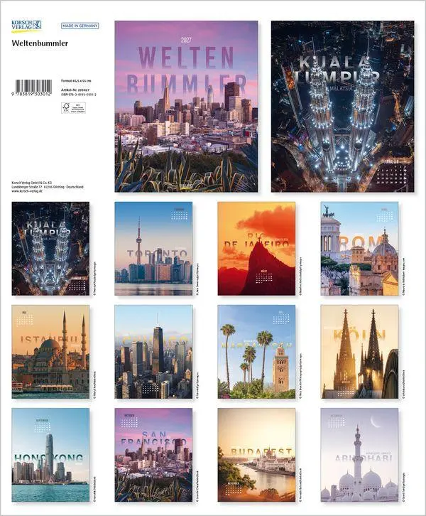 Bild: 9783819303012 | Weltenbummler 2027 | Verlag Korsch | Kalender | 14 S. | Deutsch | 2027