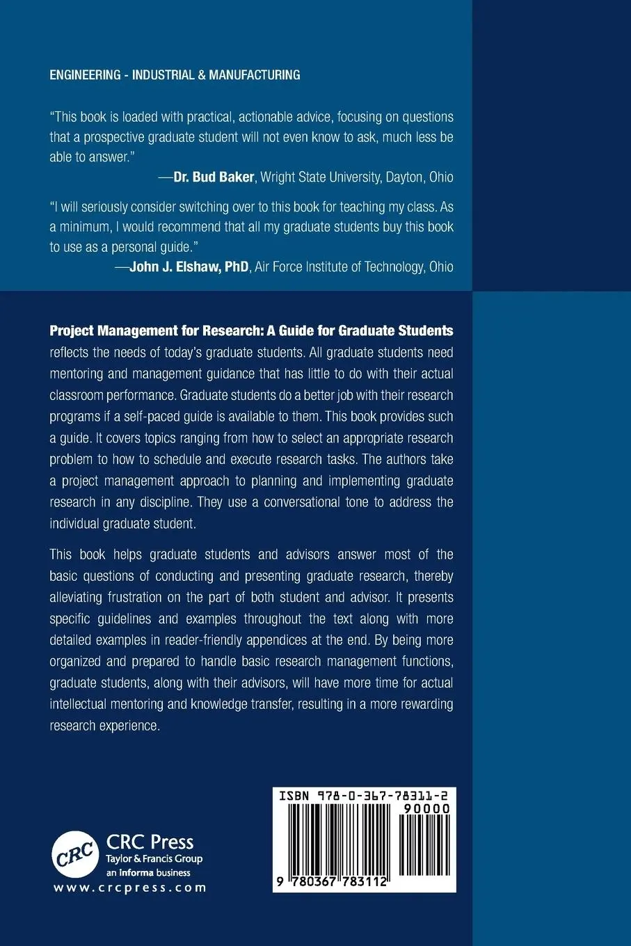 Rückseite: 9780367783112 | Project Management for Research | A Guide for Graduate Students | Buch
