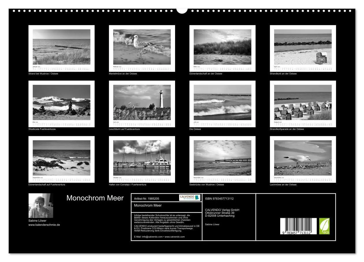Bild: 9783457713112 | Monochrom Meer (hochwertiger Premium Wandkalender 2026 DIN A2...