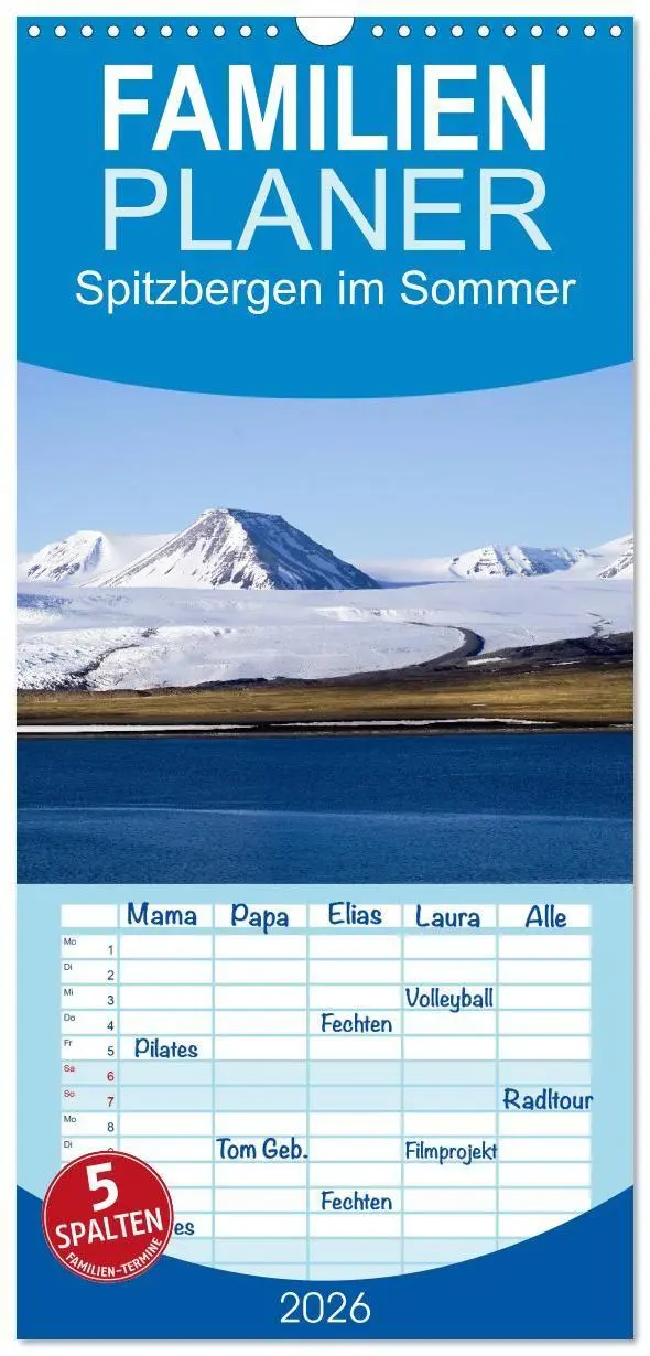 Cover: 9783516663112 | Familienplaner 2026 - Spitzbergen im Sommer mit 5 Spalten...