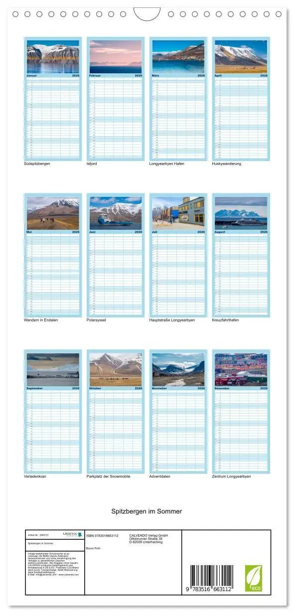 Bild: 9783516663112 | Familienplaner 2026 - Spitzbergen im Sommer mit 5 Spalten...