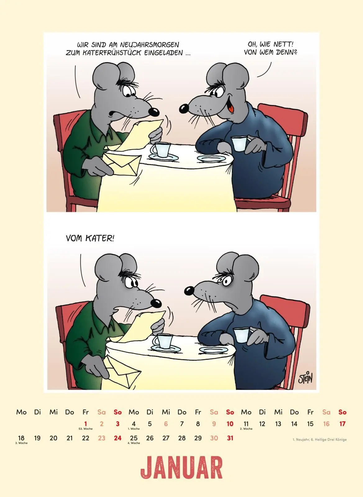 Bild: 9783830323112 | Uli Stein Tierisch großer Kalender 2027: Monatskalender für die...