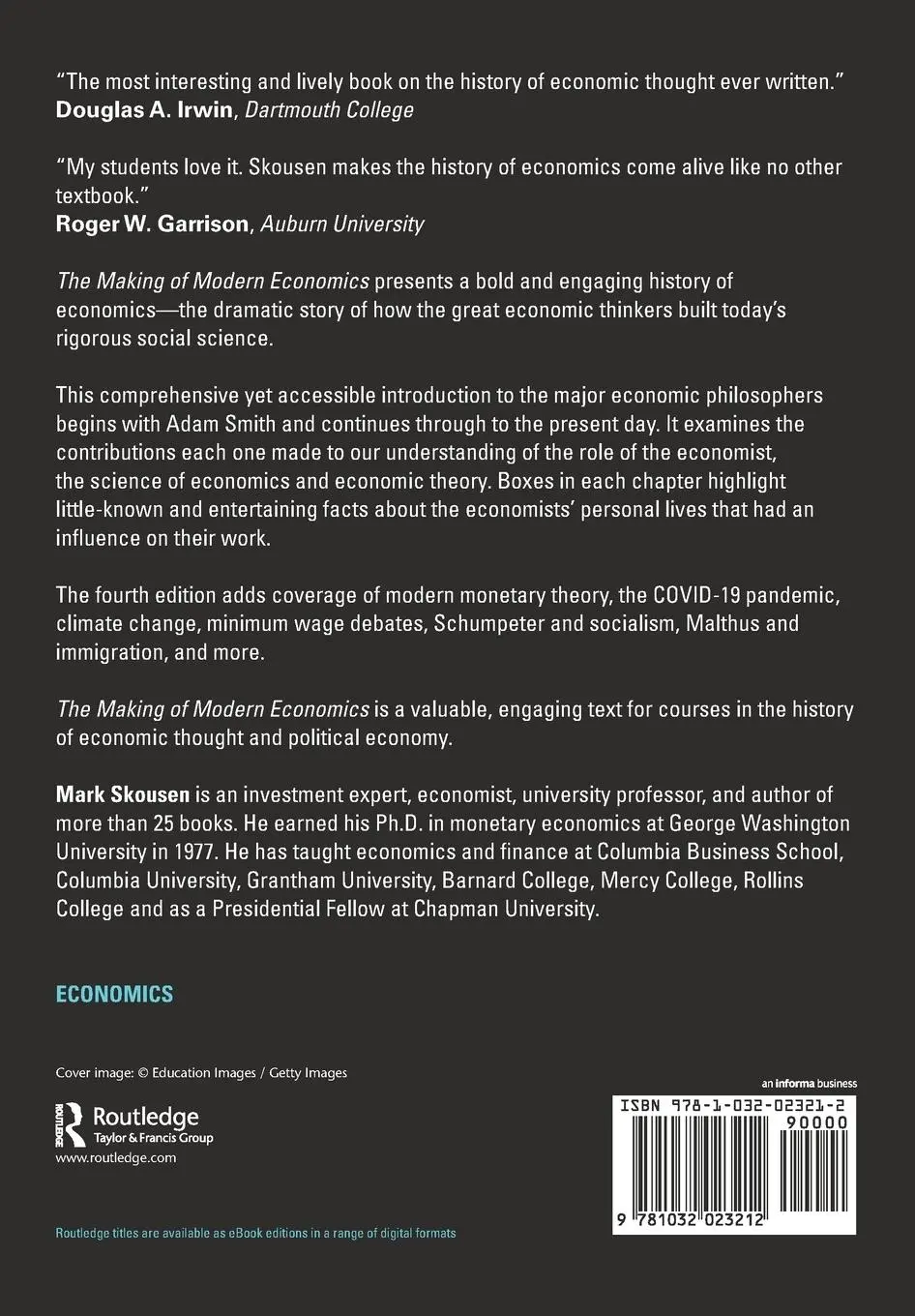 Rückseite: 9781032023212 | The Making of Modern Economics | Mark Skousen | Taschenbuch | Englisch