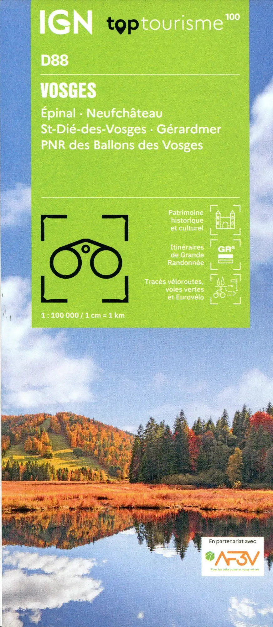 Cover: 9782758553212 | 88 Vosges | 1:100000 | (Land-)Karte | IGN Top 100 départemental | 2024