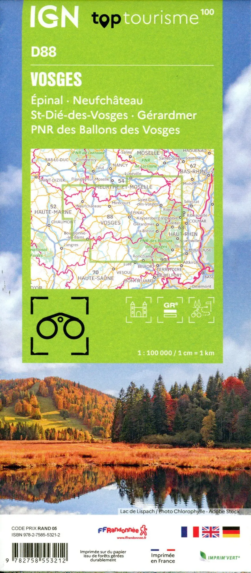 Bild: 9782758553212 | 88 Vosges | 1:100000 | (Land-)Karte | IGN Top 100 départemental | 2024