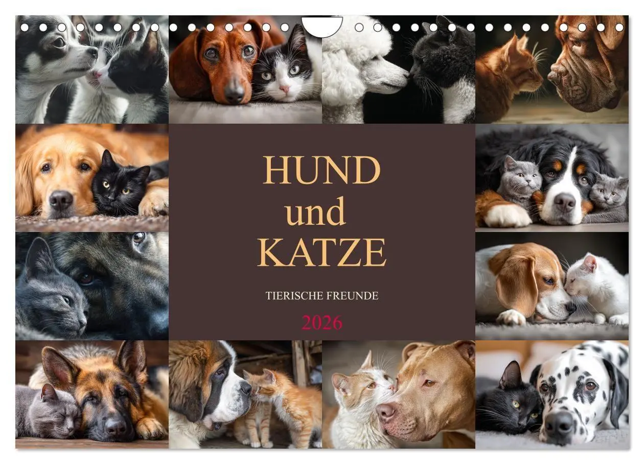 Cover: 9783516653212 | Hund und Katze - Tierische Freunde (Wandkalender 2026 DIN A4 quer),...
