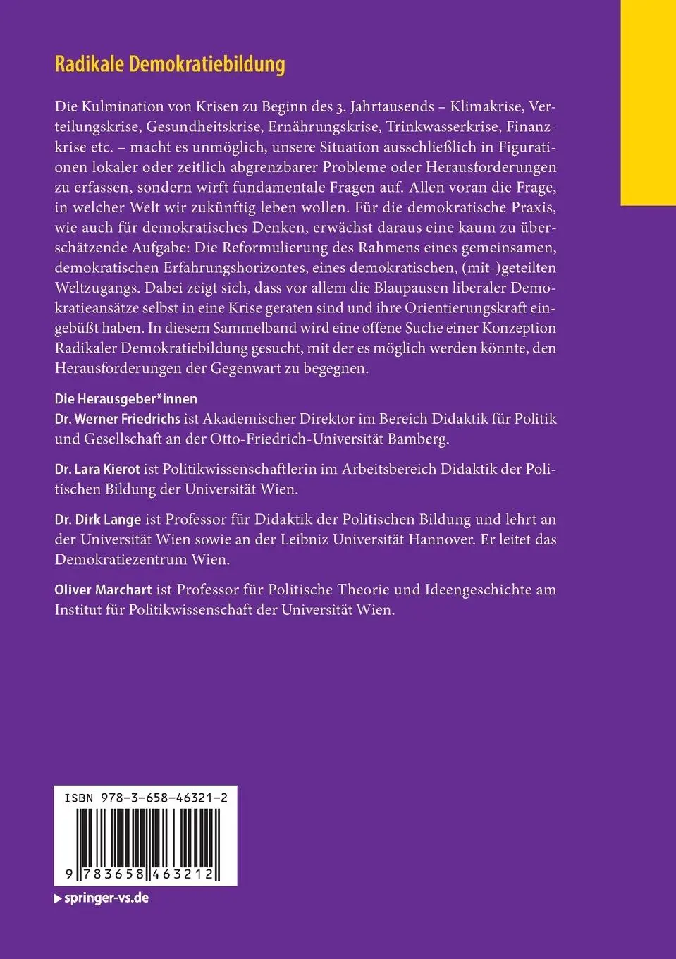 Rückseite: 9783658463212 | Radikale Demokratiebildung | Postfundamentale Streifzüge | Taschenbuch
